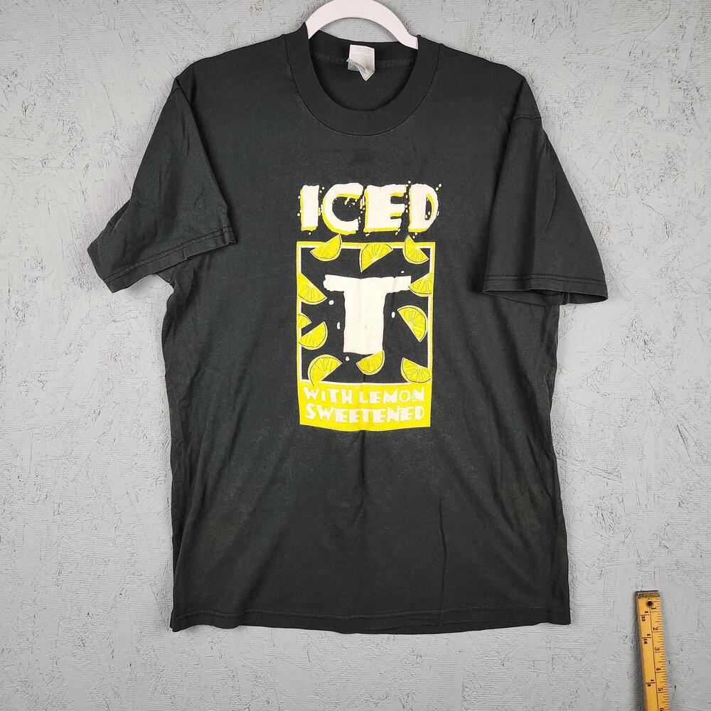 Vintage Iced Tea Shirt Mens Large Lemon Sweetened Graphic Logo 90s Drink Retro
